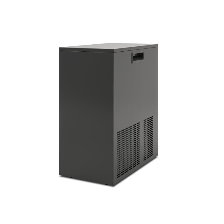 Weißer Wasserspender mit minimalistischem Design und drei Steuerknöpfen.